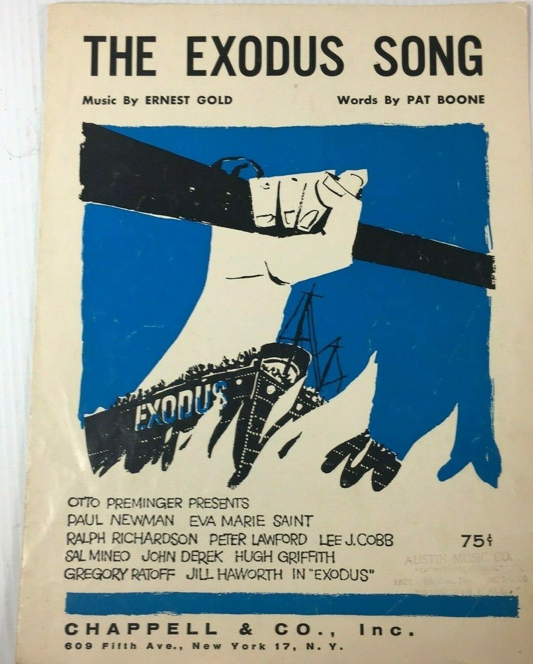 Vintage Sheet Music The Exodus Song 1961 Pat Boone Ernest Gold Piano Vocal