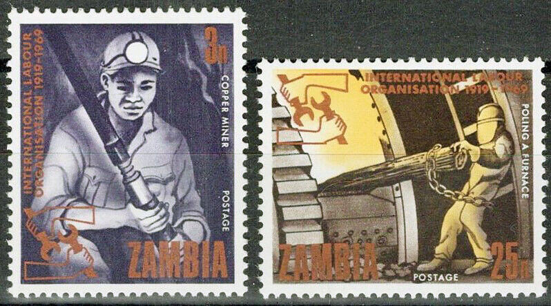 Zayix - Zambia 55-56 Mnh Copper Miner Worker Careers Ilo   080722s12