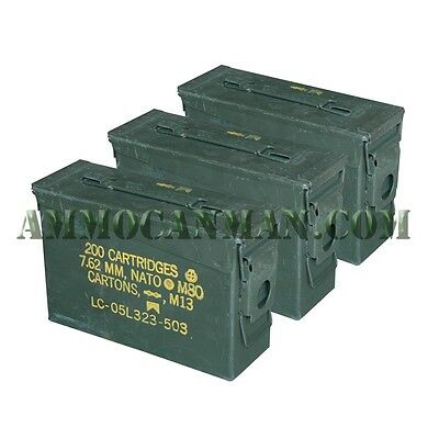 3 Cans! Three 30 Cal Grade 1 Empty Ammunition Case. M19a1 Ammo Cans