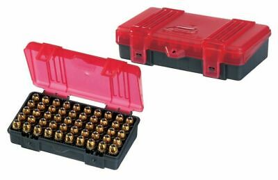 Plano 50 Count Handgun Ammo Hard Case Grey/red Ammunition Box 9mm, .38 .44 .45